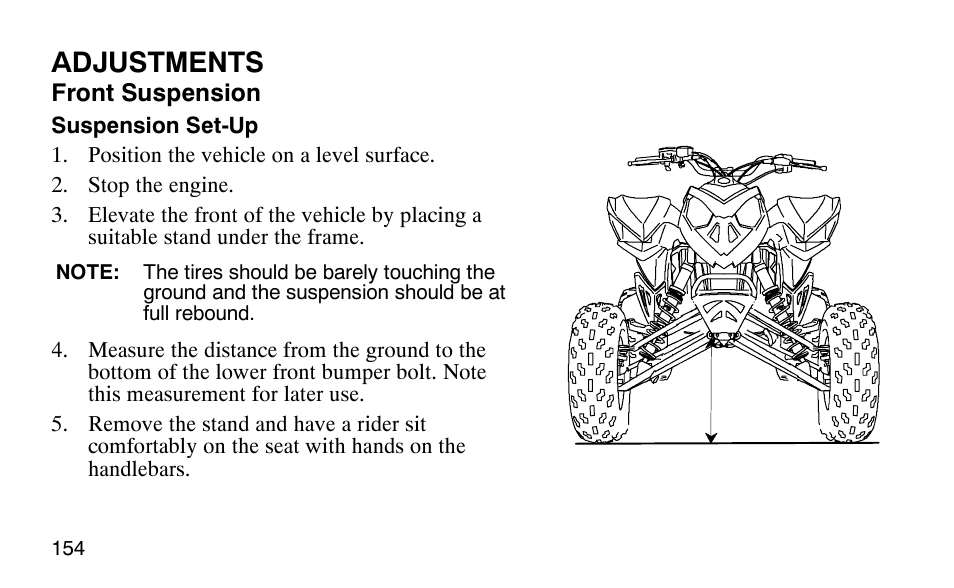 Adjustments | Polaris Outlaw 9920783 User Manual | Page 157 / 202