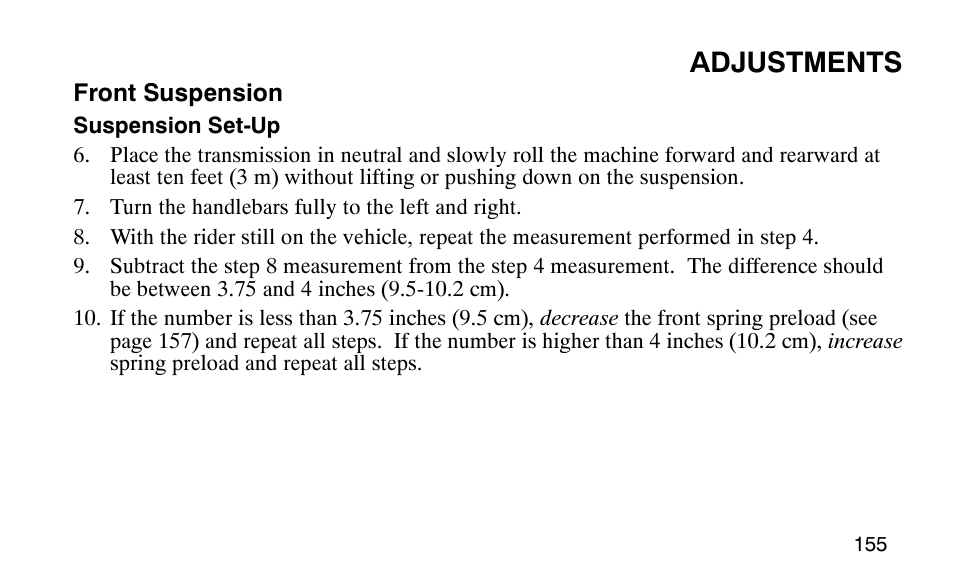 Adjustments | Polaris Outlaw 9920783 User Manual | Page 158 / 202