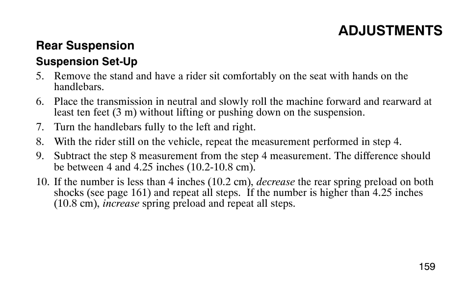 Adjustments | Polaris Outlaw 9920783 User Manual | Page 162 / 202
