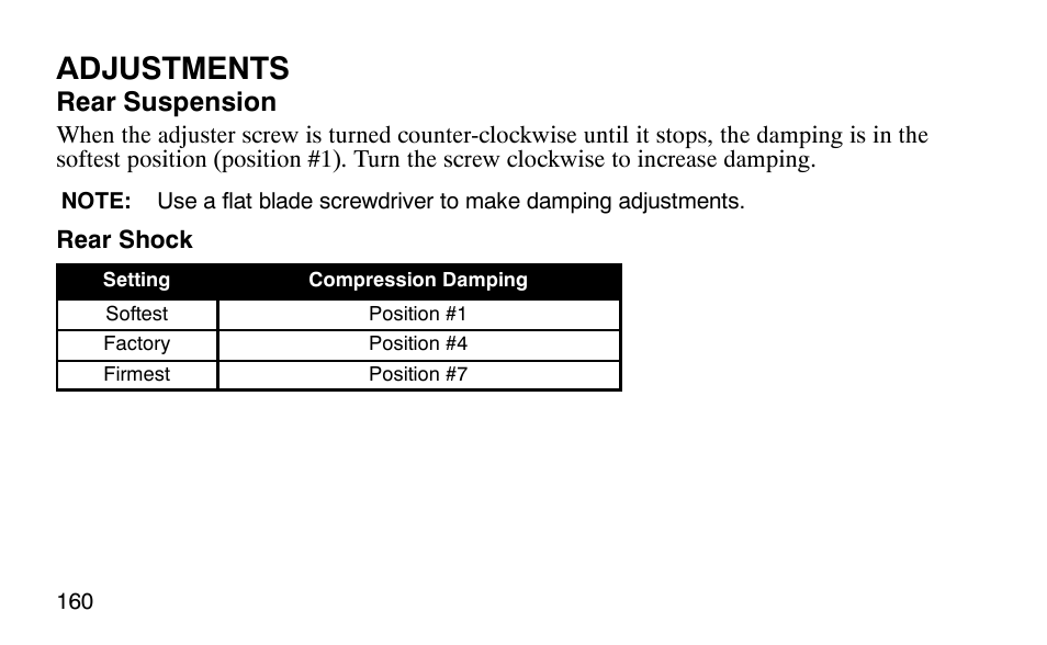 Adjustments | Polaris Outlaw 9920783 User Manual | Page 163 / 202