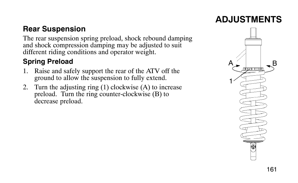 Adjustments | Polaris Outlaw 9920783 User Manual | Page 164 / 202