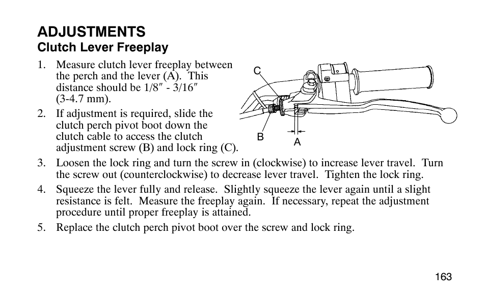 Adjustments | Polaris Outlaw 9920783 User Manual | Page 166 / 202