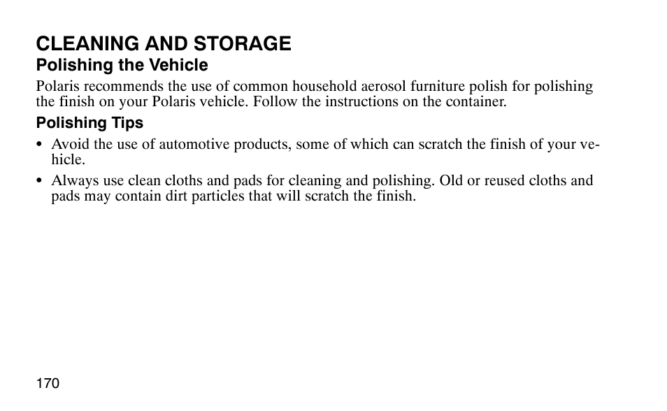 Cleaning and storage | Polaris Outlaw 9920783 User Manual | Page 173 / 202