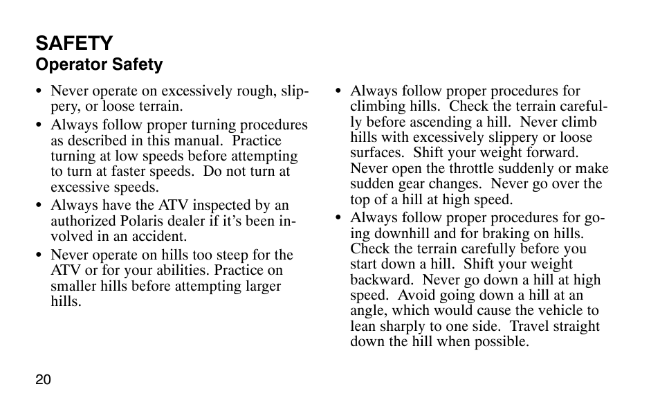Safety | Polaris Outlaw 9920783 User Manual | Page 23 / 202