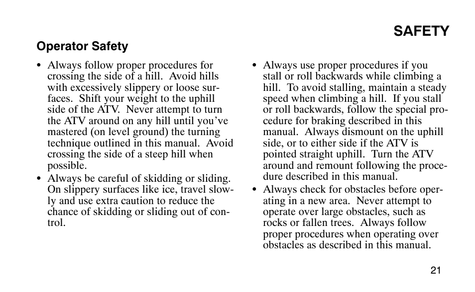 Safety | Polaris Outlaw 9920783 User Manual | Page 24 / 202