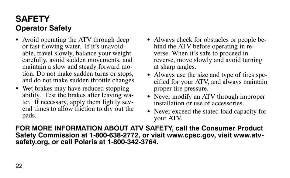 Safety | Polaris Outlaw 9920783 User Manual | Page 25 / 202