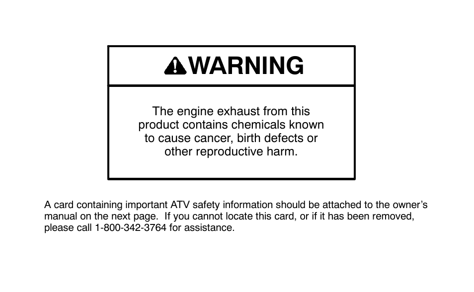 Warning | Polaris Outlaw 9920783 User Manual | Page 3 / 202