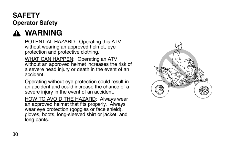 Warning, Safety | Polaris Outlaw 9920783 User Manual | Page 33 / 202