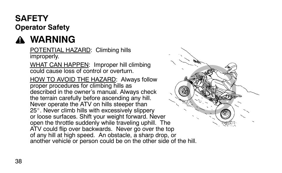 Warning, Safety | Polaris Outlaw 9920783 User Manual | Page 41 / 202