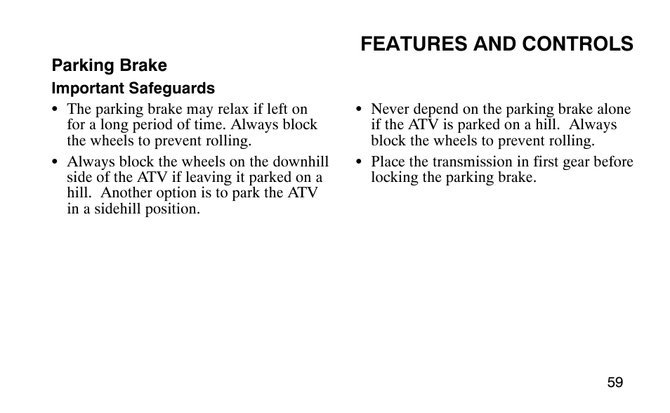 Features and controls | Polaris Outlaw 9920783 User Manual | Page 62 / 202