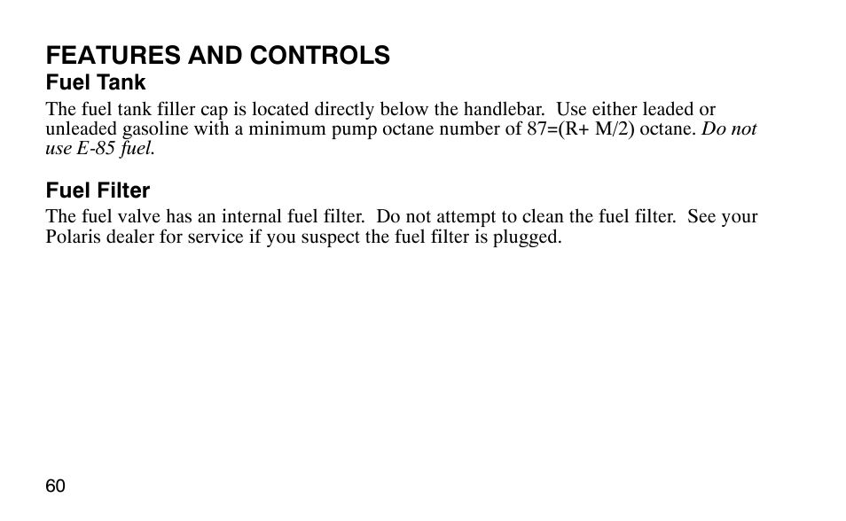 Features and controls | Polaris Outlaw 9920783 User Manual | Page 63 / 202