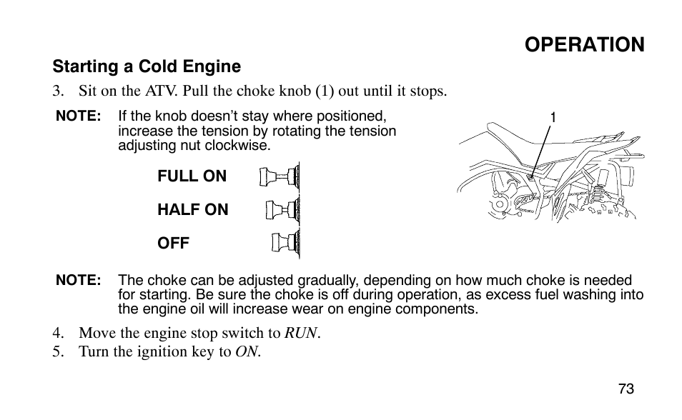 Operation | Polaris Outlaw 9920783 User Manual | Page 76 / 202