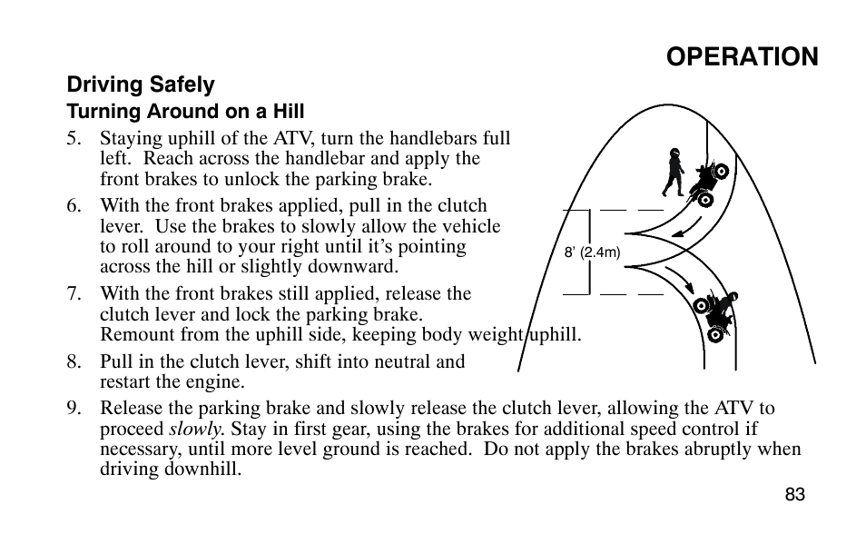 Operation | Polaris Outlaw 9920783 User Manual | Page 86 / 202