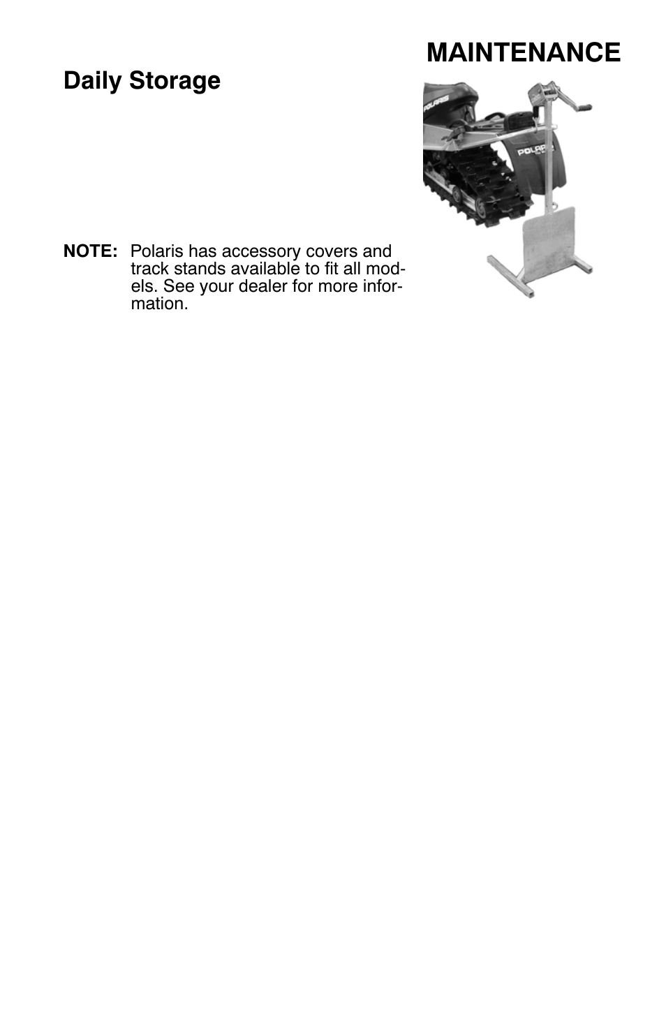 Maintenance, Daily storage | Polaris Widetrak LX User Manual | Page 104 / 130