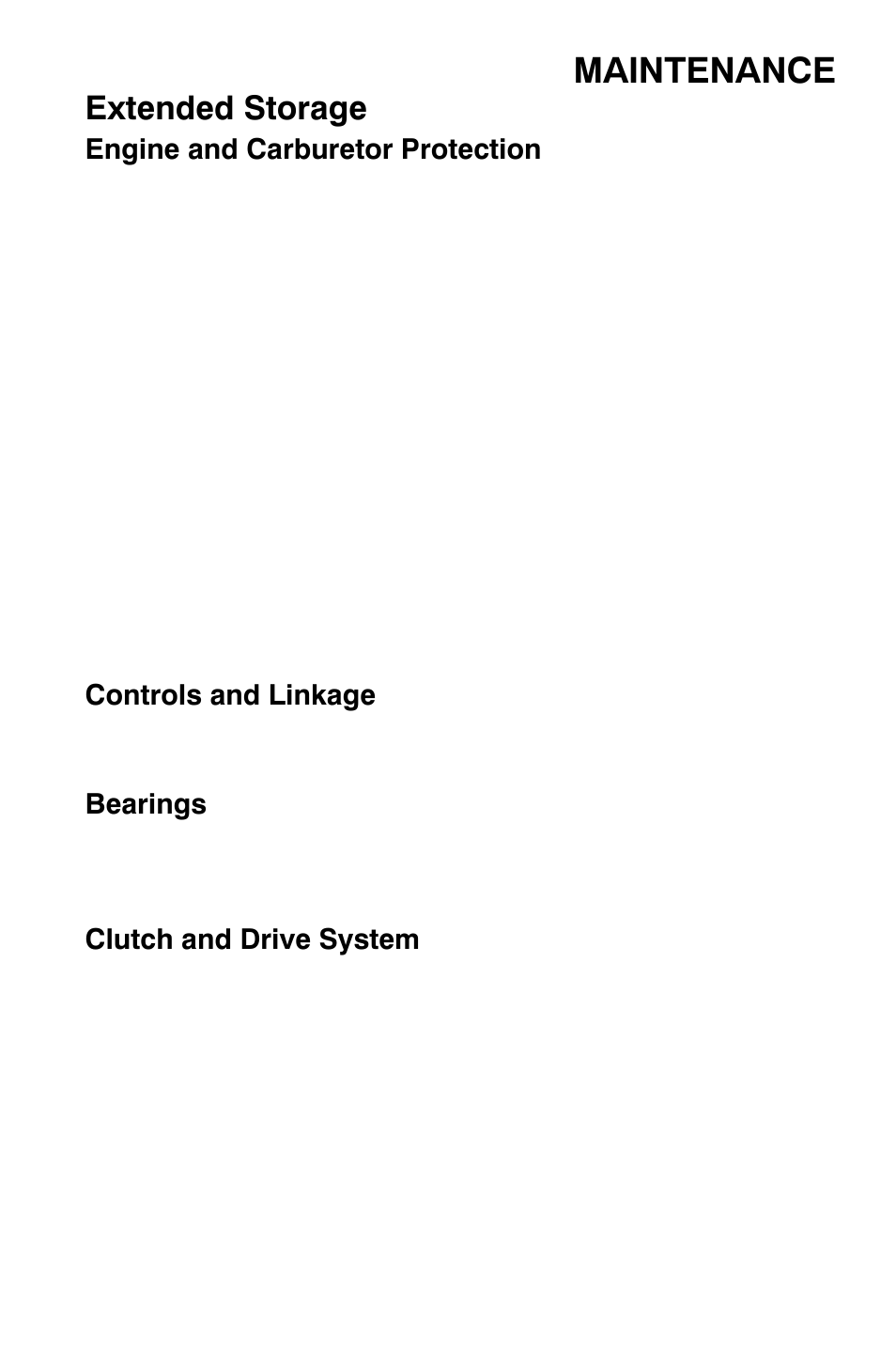 Maintenance, Extended storage | Polaris Widetrak LX User Manual | Page 106 / 130