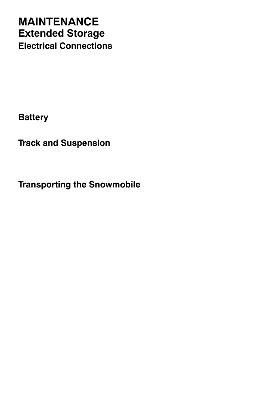 Maintenance, Extended storage | Polaris Widetrak LX User Manual | Page 107 / 130