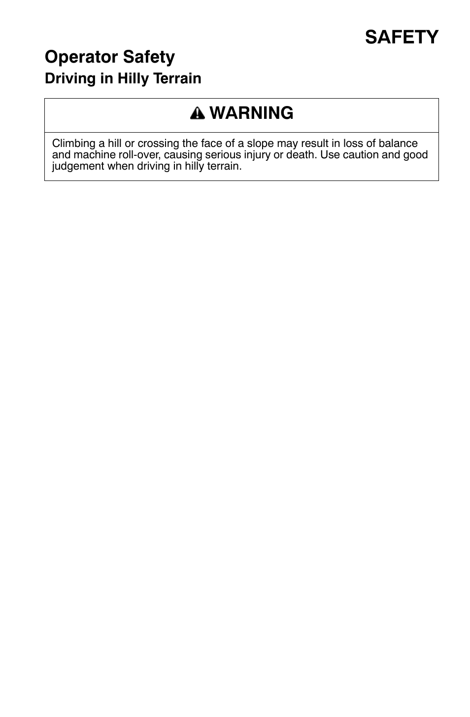 Safety, Operator safety, Warning | Polaris Widetrak LX User Manual | Page 20 / 130