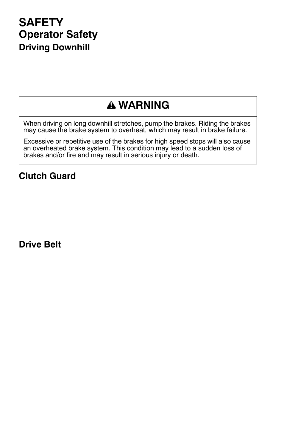 Safety, Operator safety, Warning | Polaris Widetrak LX User Manual | Page 21 / 130