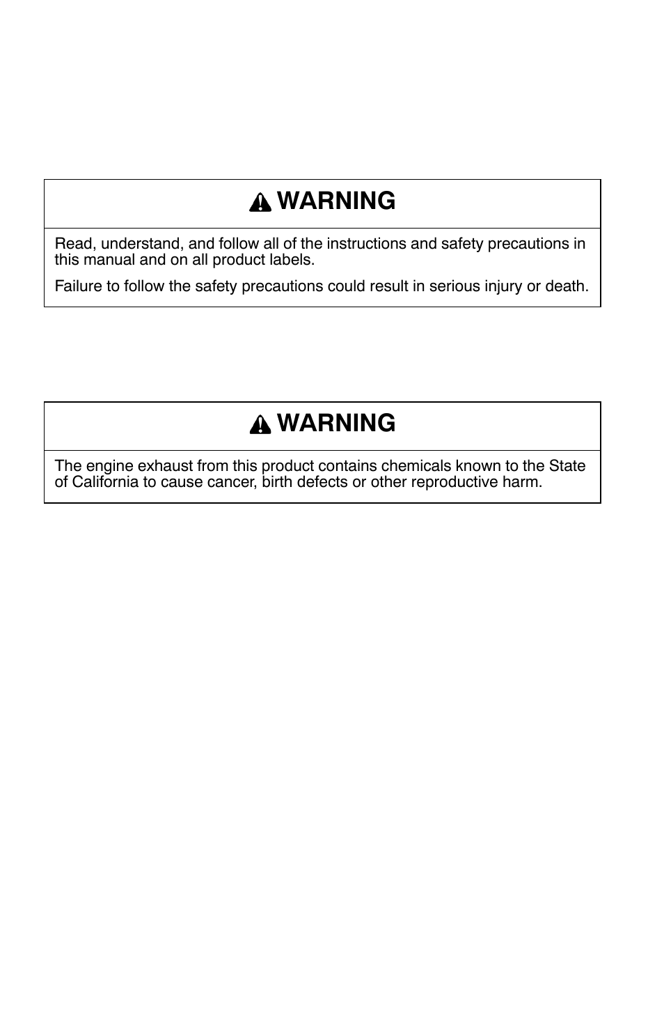 Snow inside cover.pdf, Warning | Polaris Widetrak LX User Manual | Page 3 / 130