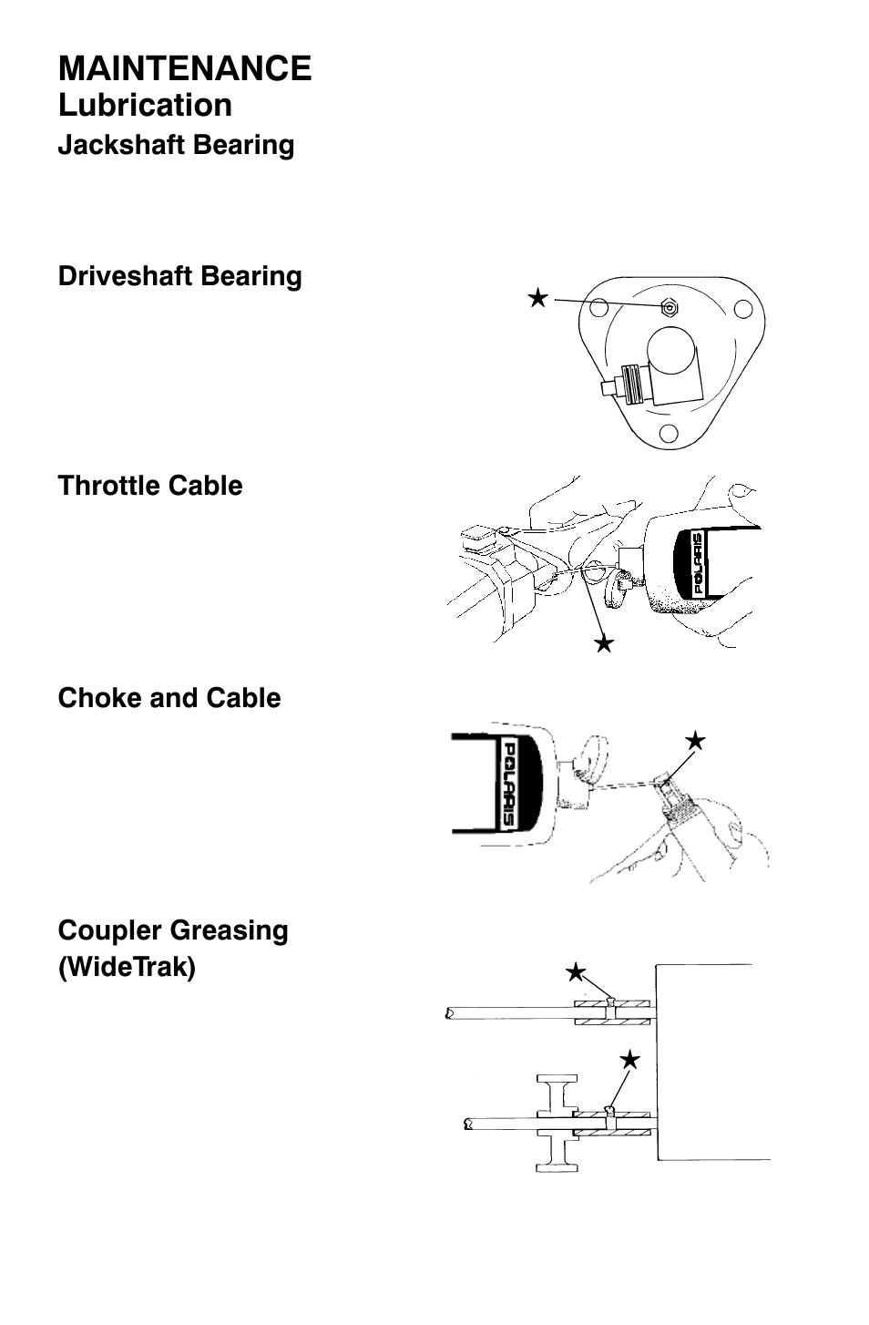 Maintenance, Lubrication | Polaris Widetrak LX User Manual | Page 71 / 130