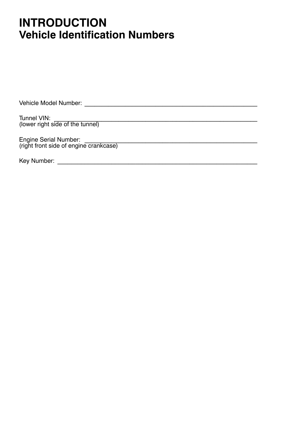 Introduction, Vehicle identification numbers | Polaris Widetrak LX User Manual | Page 9 / 130