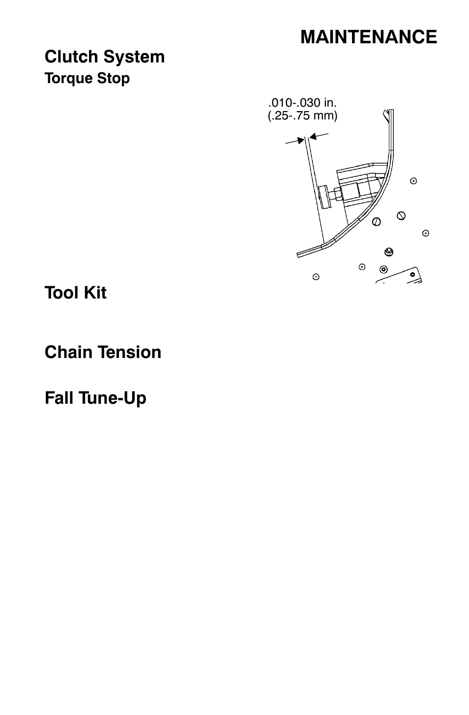 Maintenance, Clutch system, Tool kit | Chain tension, Fall tune-up | Polaris Widetrak LX User Manual | Page 90 / 130
