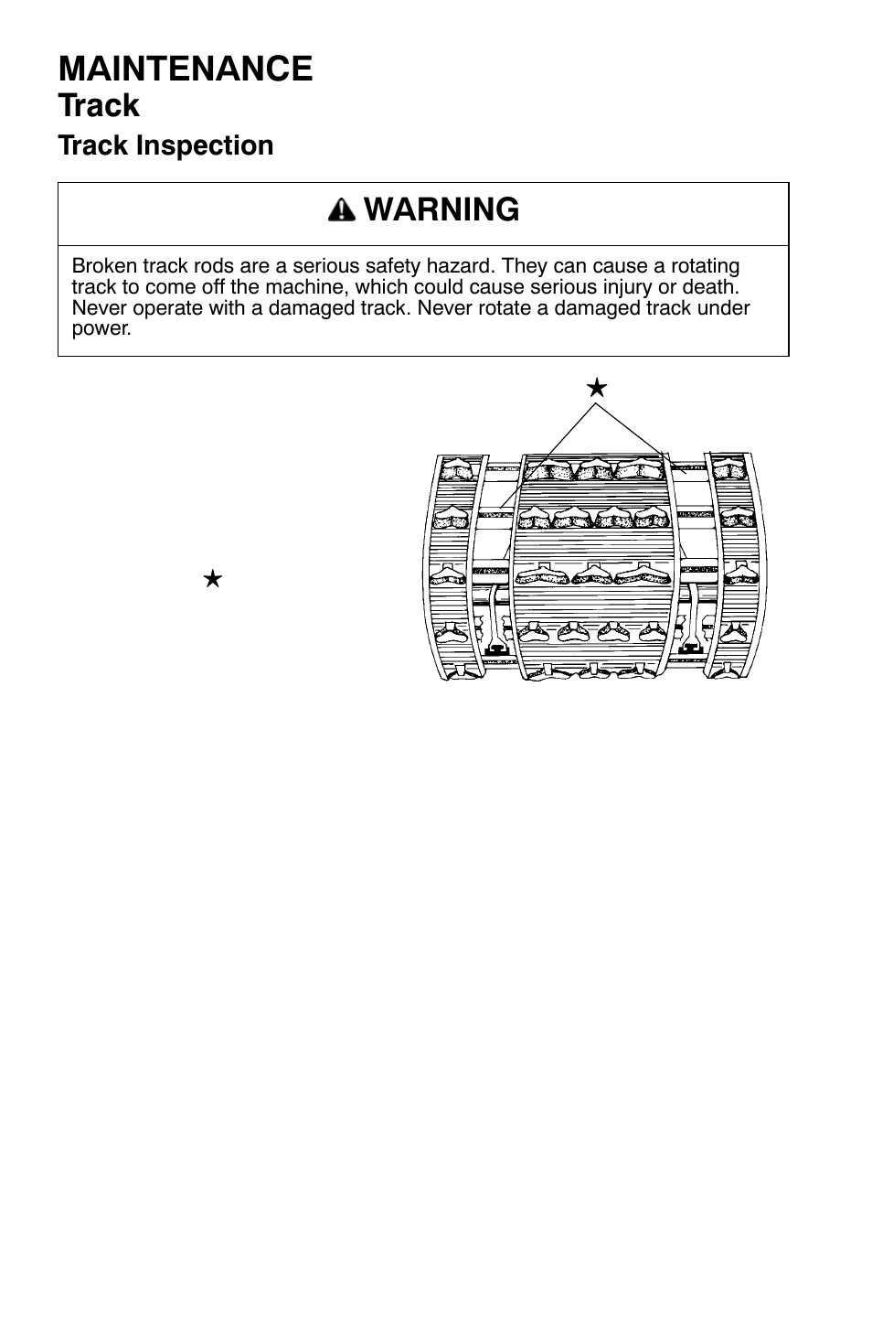 Maintenance, Track, Warning | Polaris Widetrak LX User Manual | Page 91 / 130