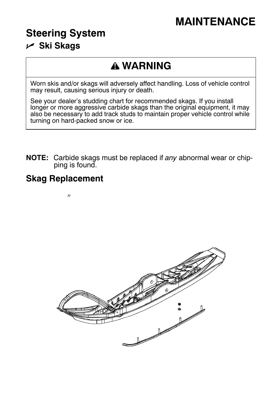 Maintenance, Steering system, Warning | Polaris Widetrak LX User Manual | Page 98 / 130