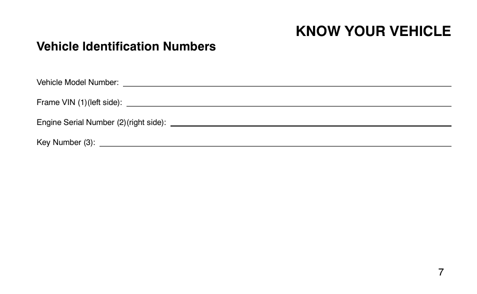 Know your vehicle, Vehicle identification numbers | Polaris Predator 9920779 User Manual | Page 10 / 191