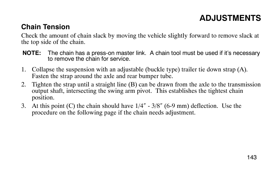 Adjustments | Polaris Predator 9920779 User Manual | Page 146 / 191