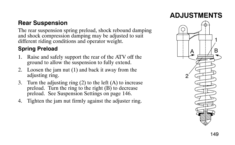 Adjustments | Polaris Predator 9920779 User Manual | Page 152 / 191