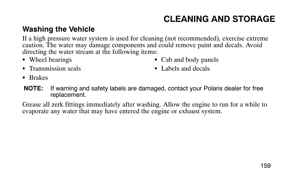 Cleaning and storage | Polaris Predator 9920779 User Manual | Page 162 / 191