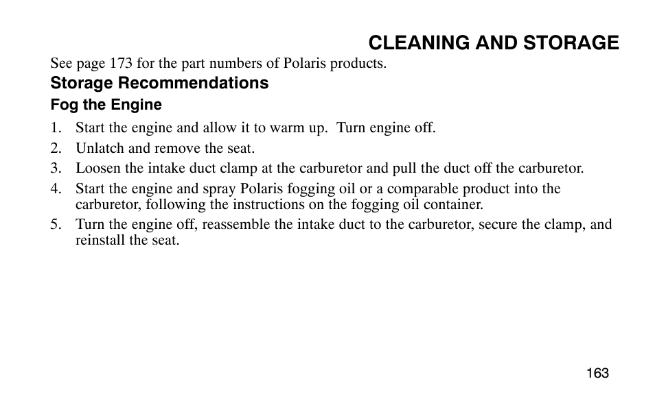 Cleaning and storage | Polaris Predator 9920779 User Manual | Page 166 / 191