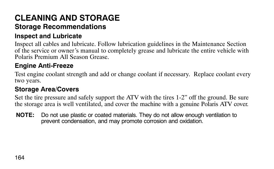 Cleaning and storage | Polaris Predator 9920779 User Manual | Page 167 / 191