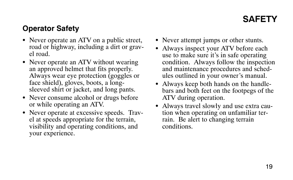Safety | Polaris Predator 9920779 User Manual | Page 22 / 191