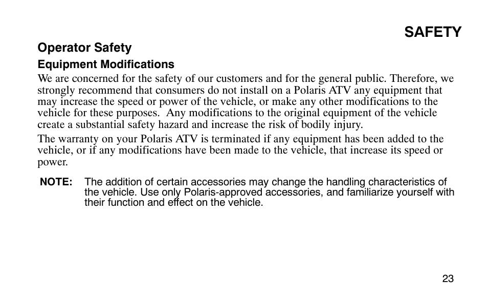 Safety | Polaris Predator 9920779 User Manual | Page 26 / 191