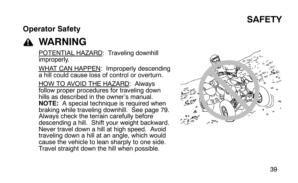 Warning, Safety | Polaris Predator 9920779 User Manual | Page 42 / 191