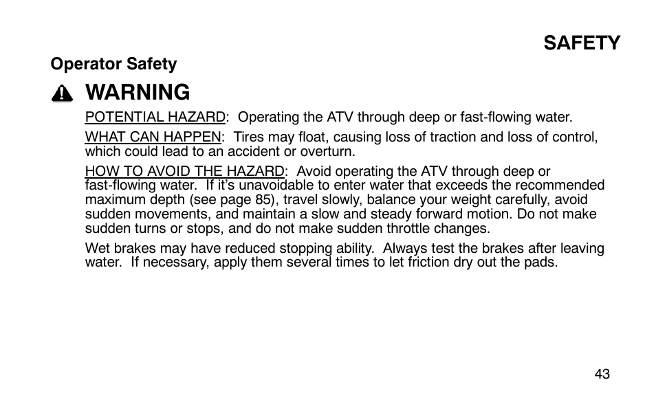 Warning, Safety | Polaris Predator 9920779 User Manual | Page 46 / 191