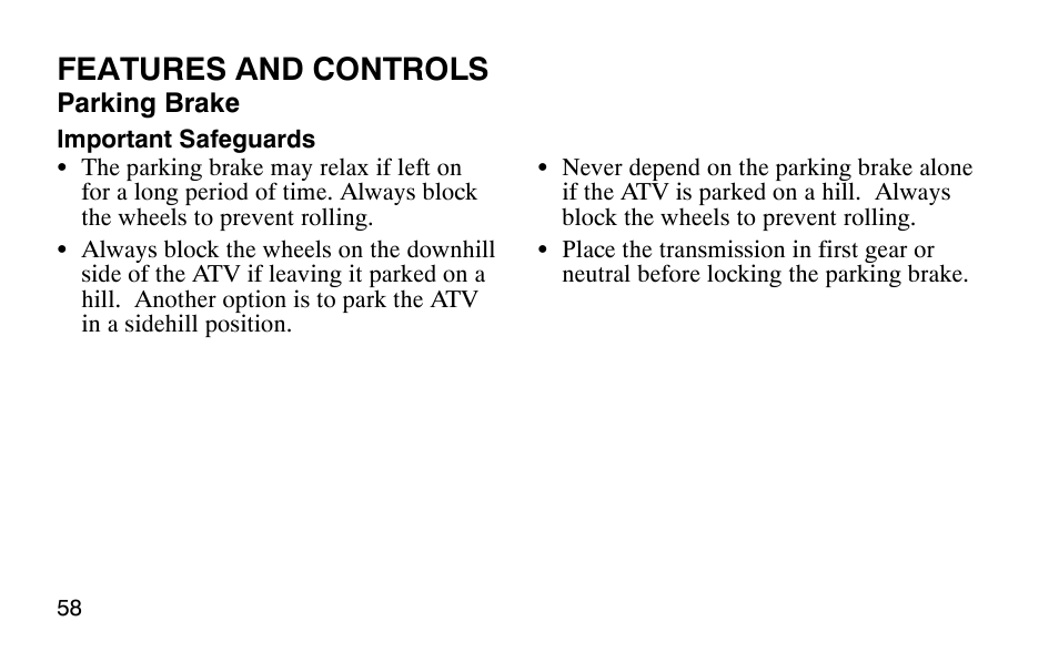 Features and controls | Polaris Predator 9920779 User Manual | Page 61 / 191