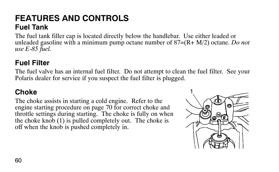 Features and controls | Polaris Predator 9920779 User Manual | Page 63 / 191