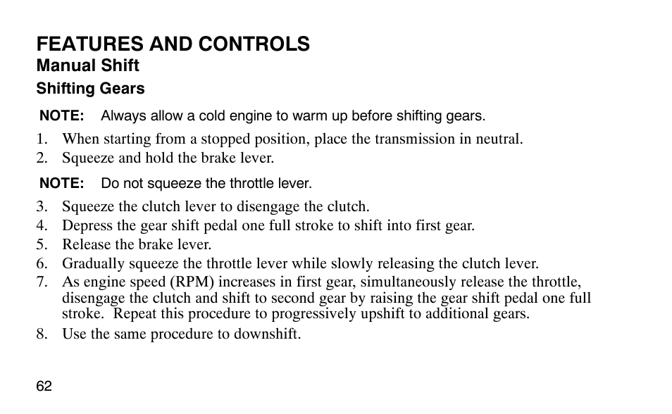 Features and controls | Polaris Predator 9920779 User Manual | Page 65 / 191