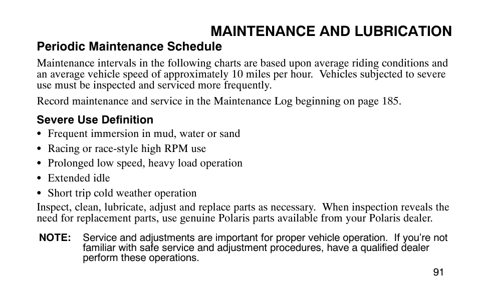 Maintenance and lubrication | Polaris Predator 9920779 User Manual | Page 94 / 191