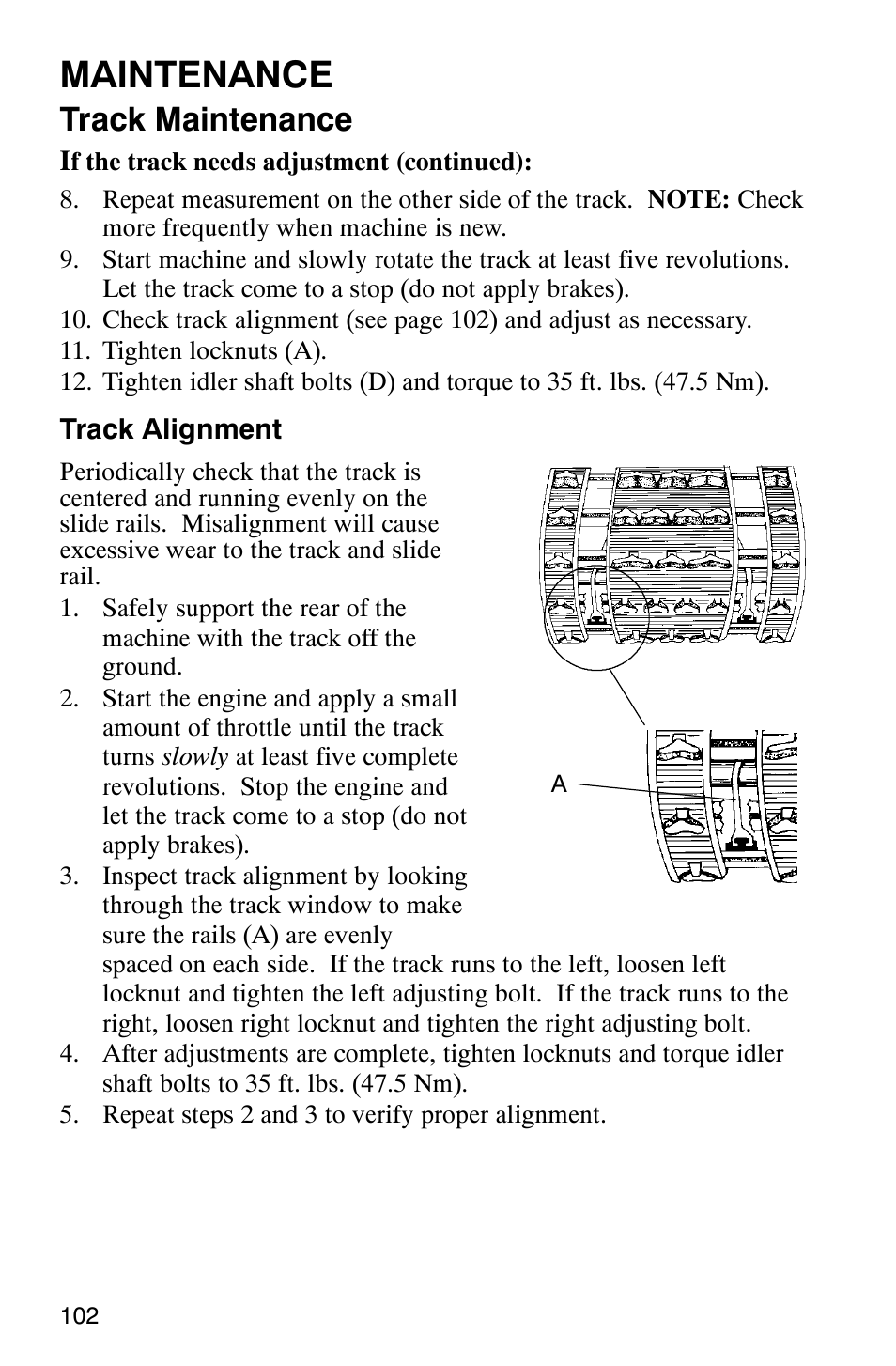 Maintenance, Track maintenance | Polaris 800 Pro X User Manual | Page 104 / 129