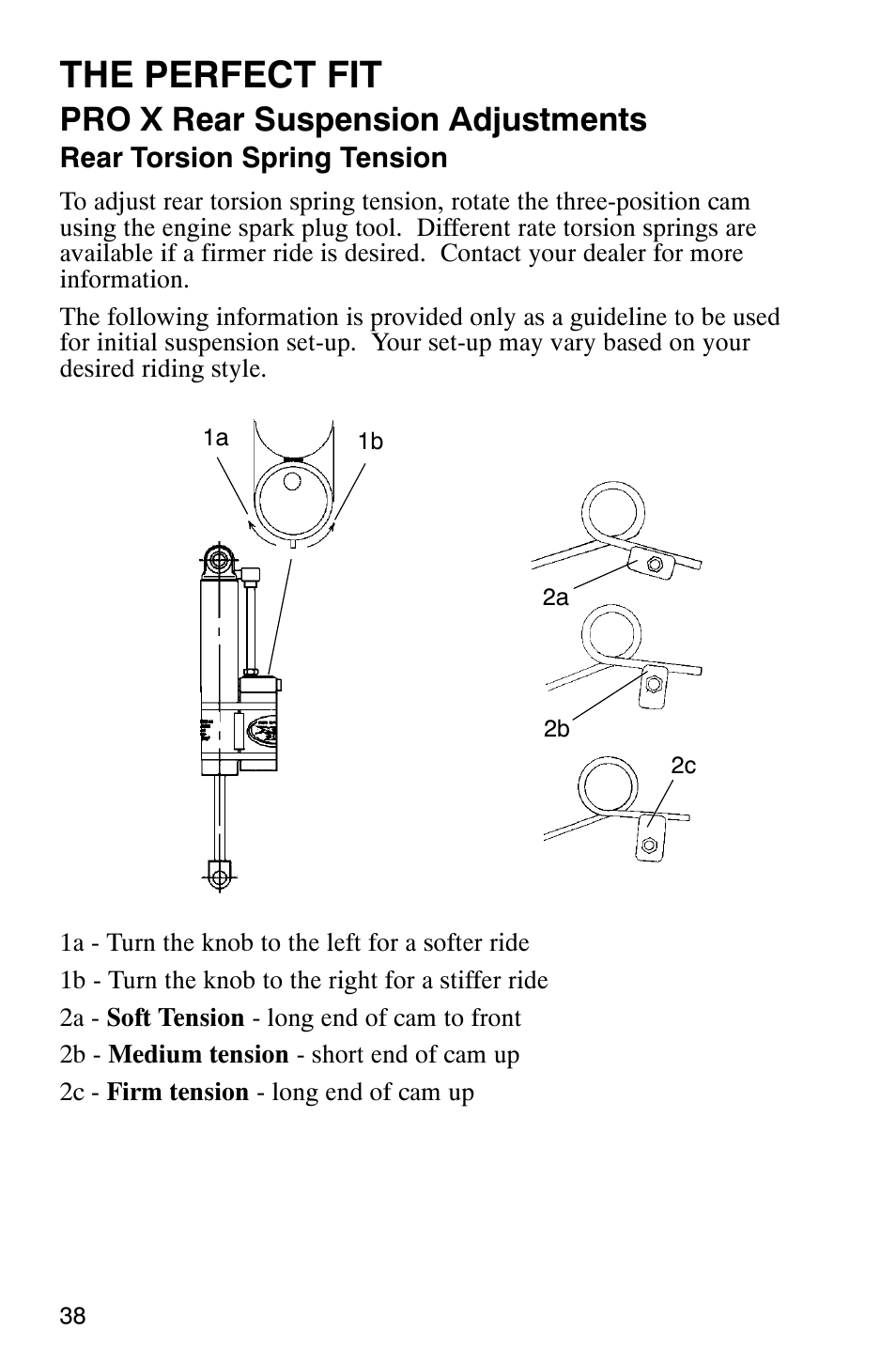 The perfect fit, Pro x rear suspension adjustments | Polaris 800 Pro X User Manual | Page 40 / 129