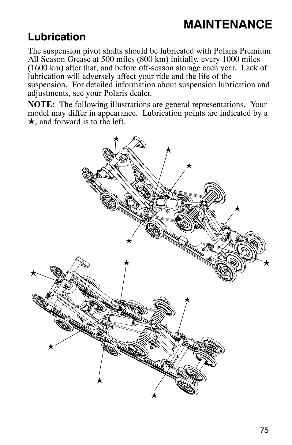 Maintenance, Lubrication | Polaris 800 Pro X User Manual | Page 77 / 129