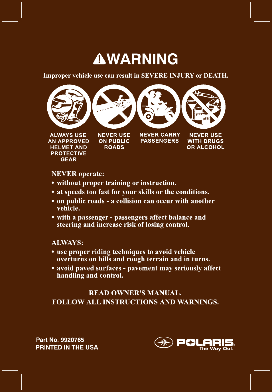 Polaris SCRAMBER 500 User Manual | Page 2 / 129
