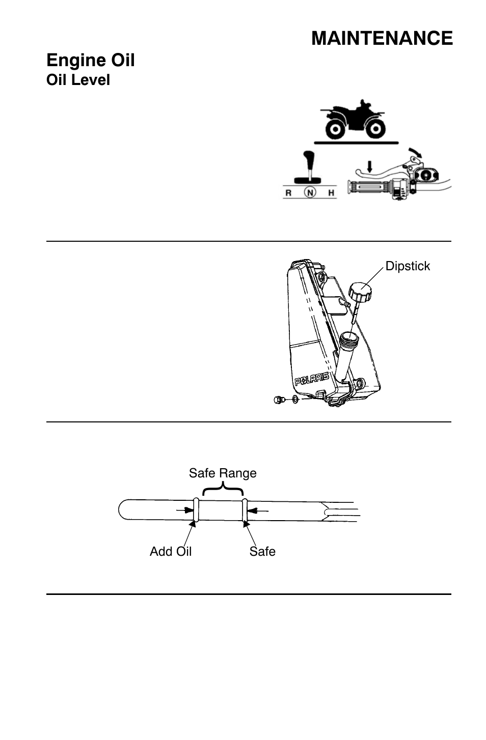 Maintenance, Engine oil | Polaris Sportsman 9921344 User Manual | Page 75 / 135