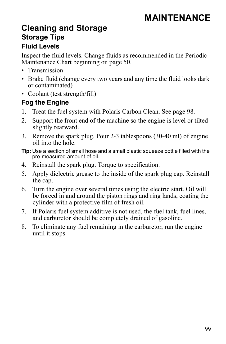 Maintenance, Cleaning and storage | Polaris Scrambler 9922077 User Manual | Page 101 / 117