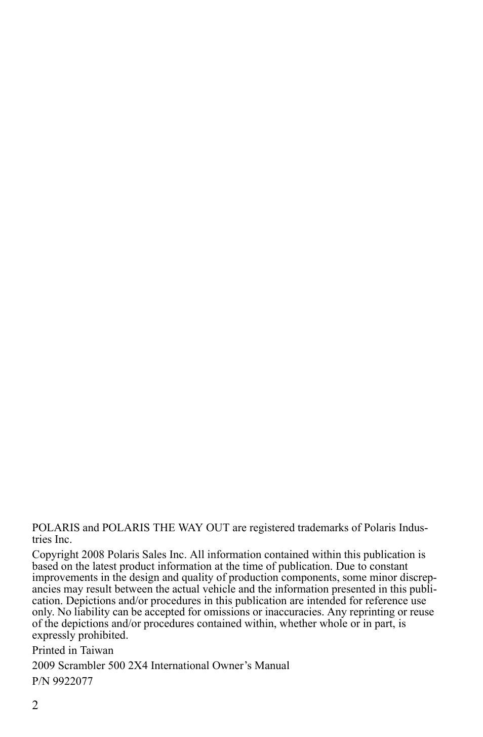 Polaris Scrambler 9922077 User Manual | Page 4 / 117