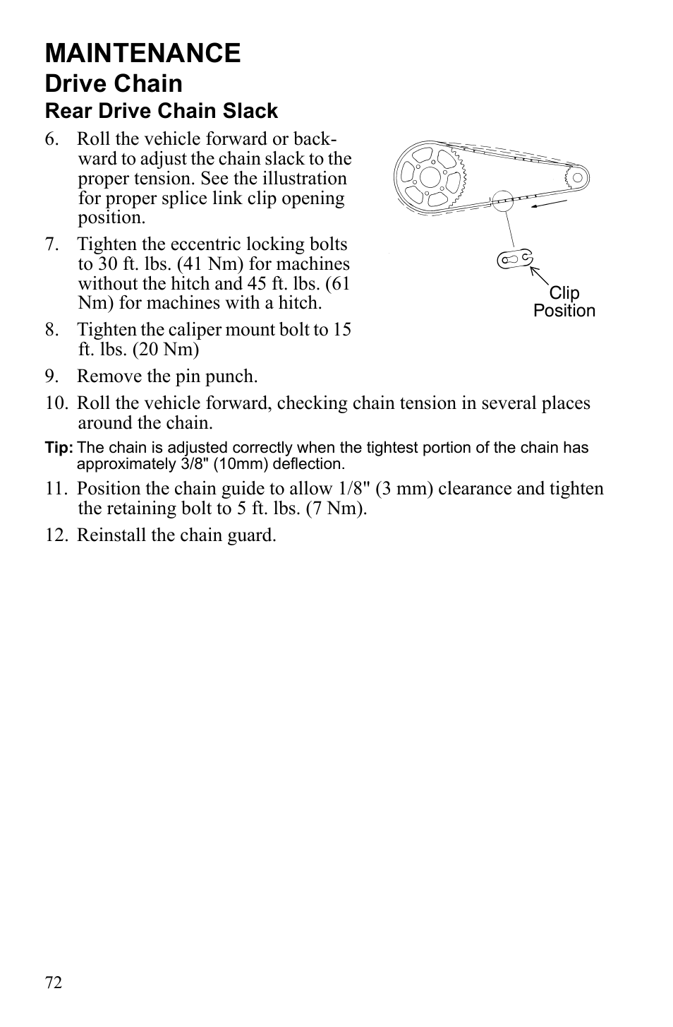 Maintenance, Drive chain | Polaris Scrambler 9922077 User Manual | Page 74 / 117